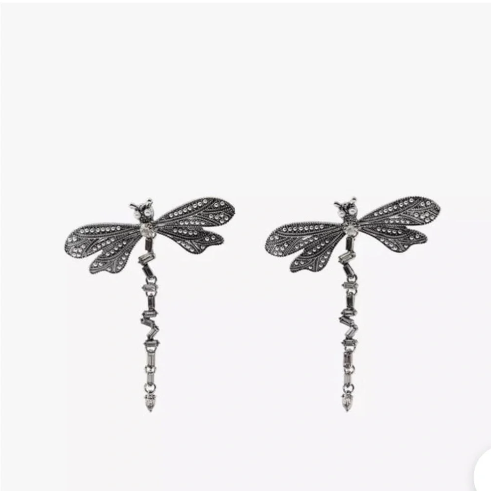 Zara Silver Dragonfly Earrings - Picture 2 of 5